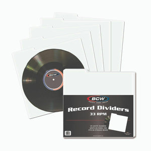 BCW 33 RPM Record Dividers, Holds 12" Discs, Archival Quality, 25 Pack