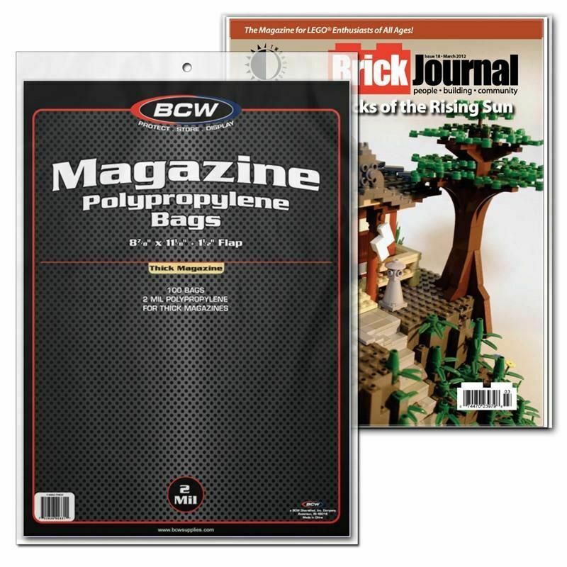 BCW Magazine Bags, 2 MIL Polypropylene, For Thick Magazines, 100 Count