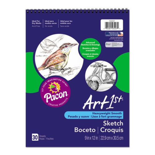 Pacon Sketchbook, Unruled, 80lb, 9 x 12, White, 30 Sheets